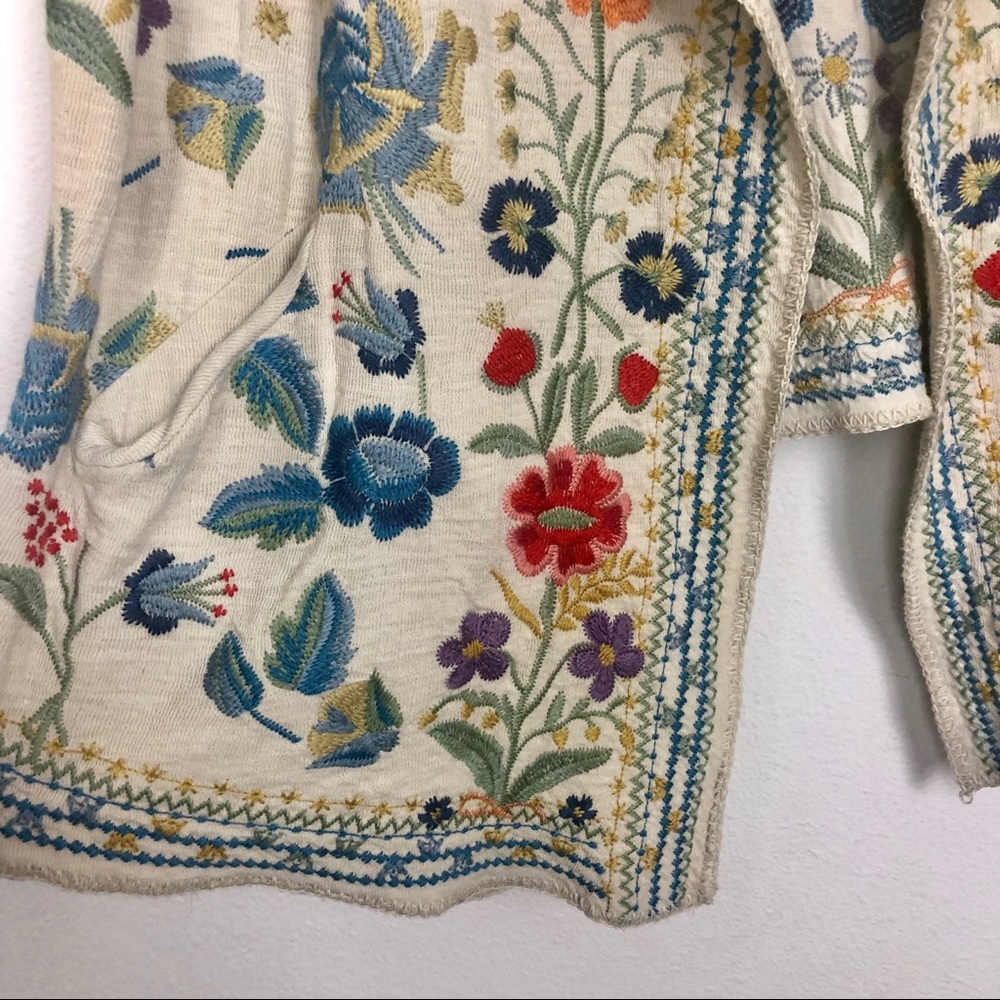 Johnny Was Biya Embroidered Hood Wrap Sweater - Picture 4 of 5